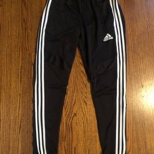 Adidas Black Tapered Leg Joggers with White Stripes